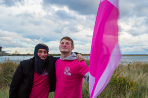 Two guys smile gratefully at the camera at Making Strides of Long Island 2018
