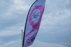 View of NYBRA banner waving in the sky atMaking Strides of Long Island 2018