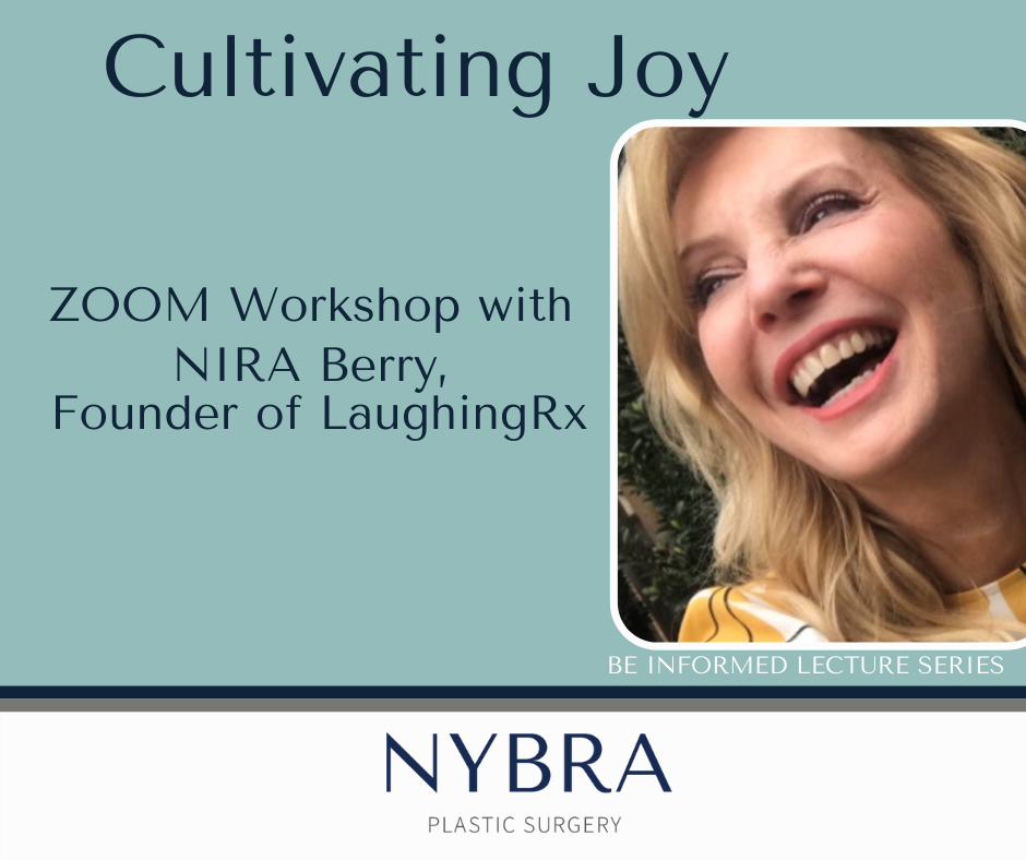 Color graphic with photo of Nira Berry Cultivating Joy lecture promo Zoom workshop
