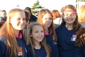 Four young girls pose at Making Strides of Long Island 2012