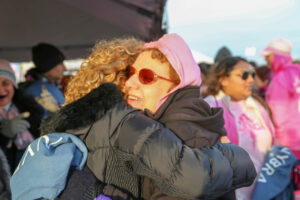 Mollie hugging patient at Making Strides of Long Island 2019