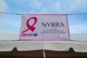 Close up of NYBRA banner at Making Strides of Long Island 2019
