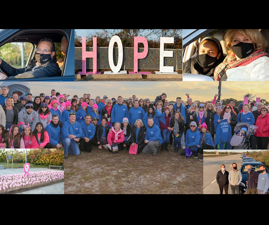 Photo collage graphic of NYBRA team at Making Strides Events over the years.