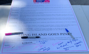 Photo of signed proclamation t the Go Pink Long Island event to kick off Breast Cancer Awareness Month on Oct. 1, 2021