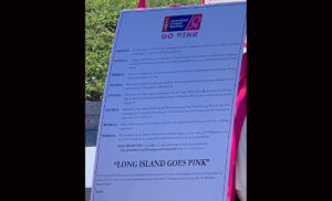 Photo of proclamation t the Go Pink Long Island event to kick off Breast Cancer Awareness Month on Oct. 1, 2021