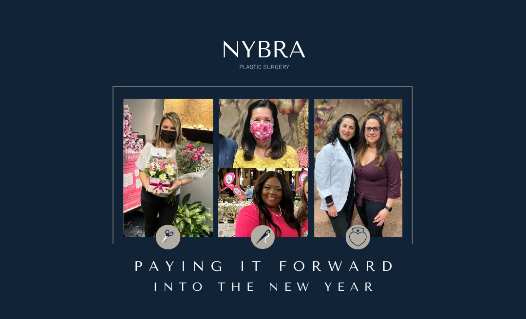 NYBRA Plastic Surgery patients paying it forward in 2022 with Jenn, Patricia, Lexy, (NYBRA nurse) Bella and Anna.