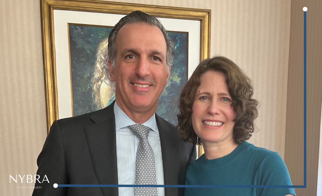 NYBRA Plastic Surgery's Dr. David Light pictured with patient Jennifer in the Long Island office.