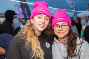 2 Teen girls smiling for camera at Making Strides of Long Island 2018
