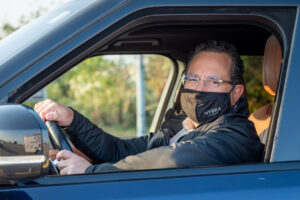Dr. Feingold with mask in car at Making Strides 2020 Drive Through photo