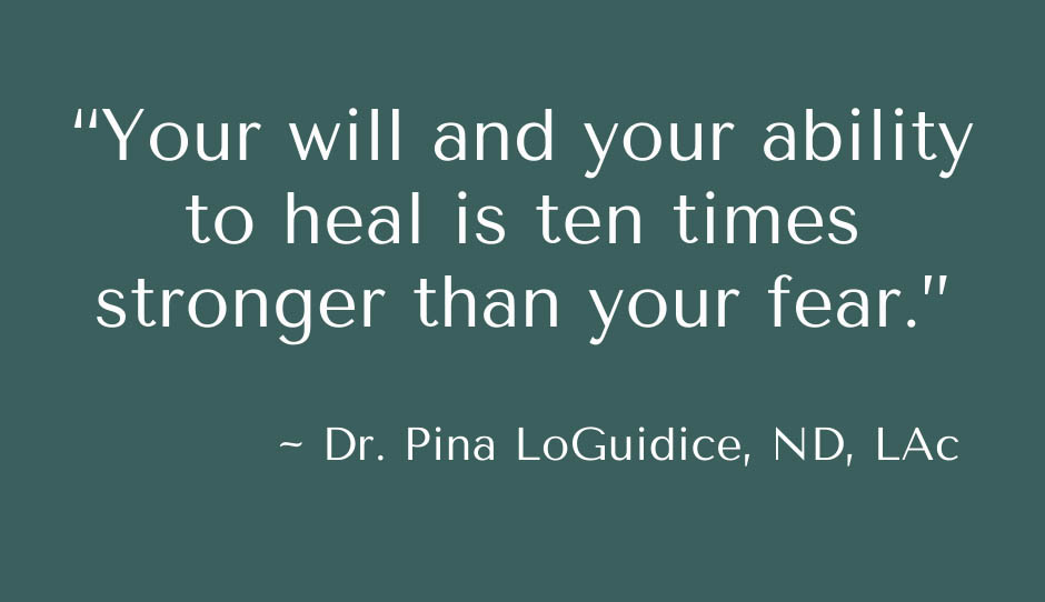 Dr. LoGuidice lecture quote about healing "Your will and your ability to heal is ten times stronger than your fear."