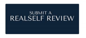 Blue button box with text: Submit a REALSELF REVIEW