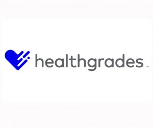 Healthgrades logo. Blue heart that fades with lowercase text: healthgrades