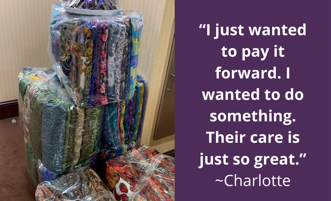 quote from Charlotte with photo of seat belt covers.