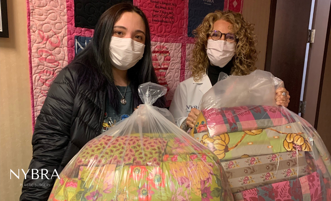 Clinical Director of NYBRA Plastic Surgery's Patient Empowerment Program, Mollie Sugarman and a special delivery of Belt Buddies