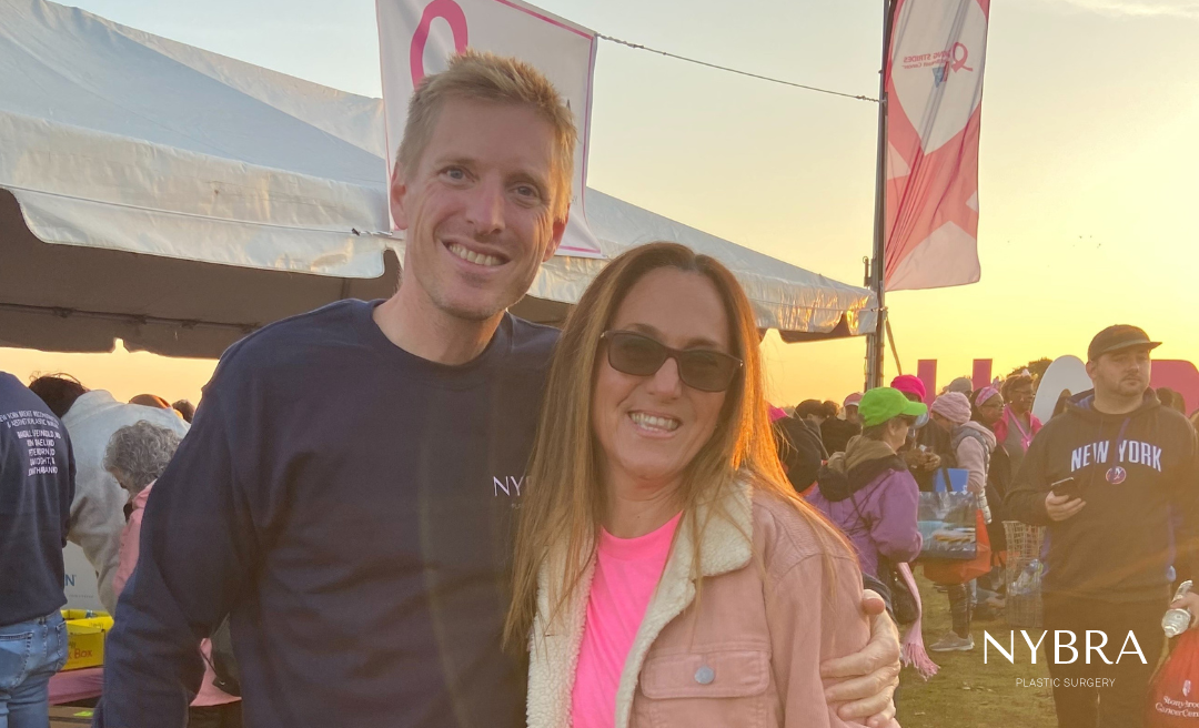 NYBRA Plastic Surgery's Dr. Peter Korn and patient Gina at Making Strides 5K Walk 2022